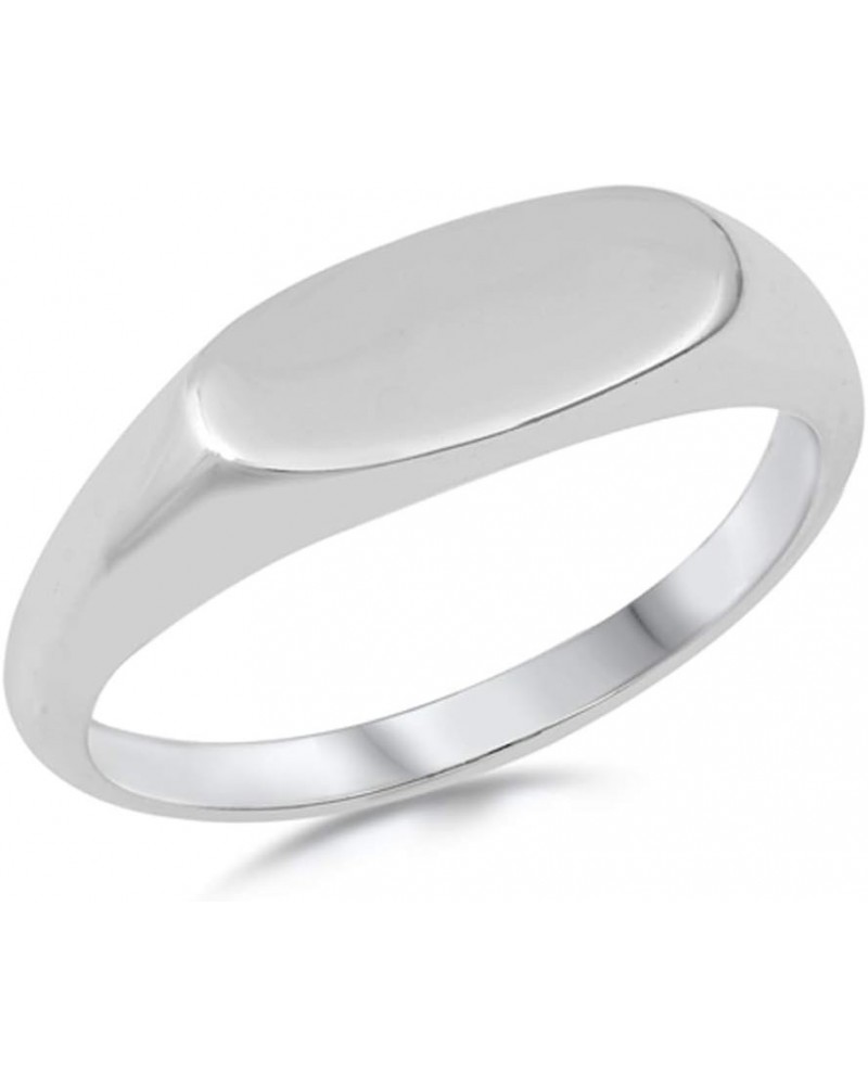 Modern Oval Engravable Signet .925 Sterling Silver Band Sizes 4-12 $12.76 Rings