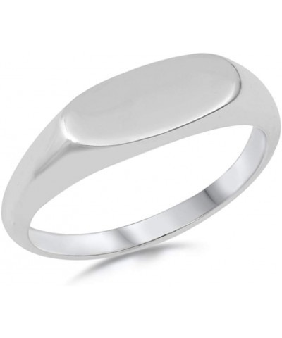 Modern Oval Engravable Signet .925 Sterling Silver Band Sizes 4-12 $12.76 Rings