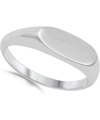 Modern Oval Engravable Signet .925 Sterling Silver Band Sizes 4-12 $12.76 Rings