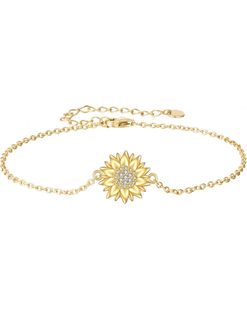 Sunflower Bracelet for Women 925 Sterling Silver Gold Flower Sunflower Jewelry Birthday Gifts for Her $13.60 Bracelets