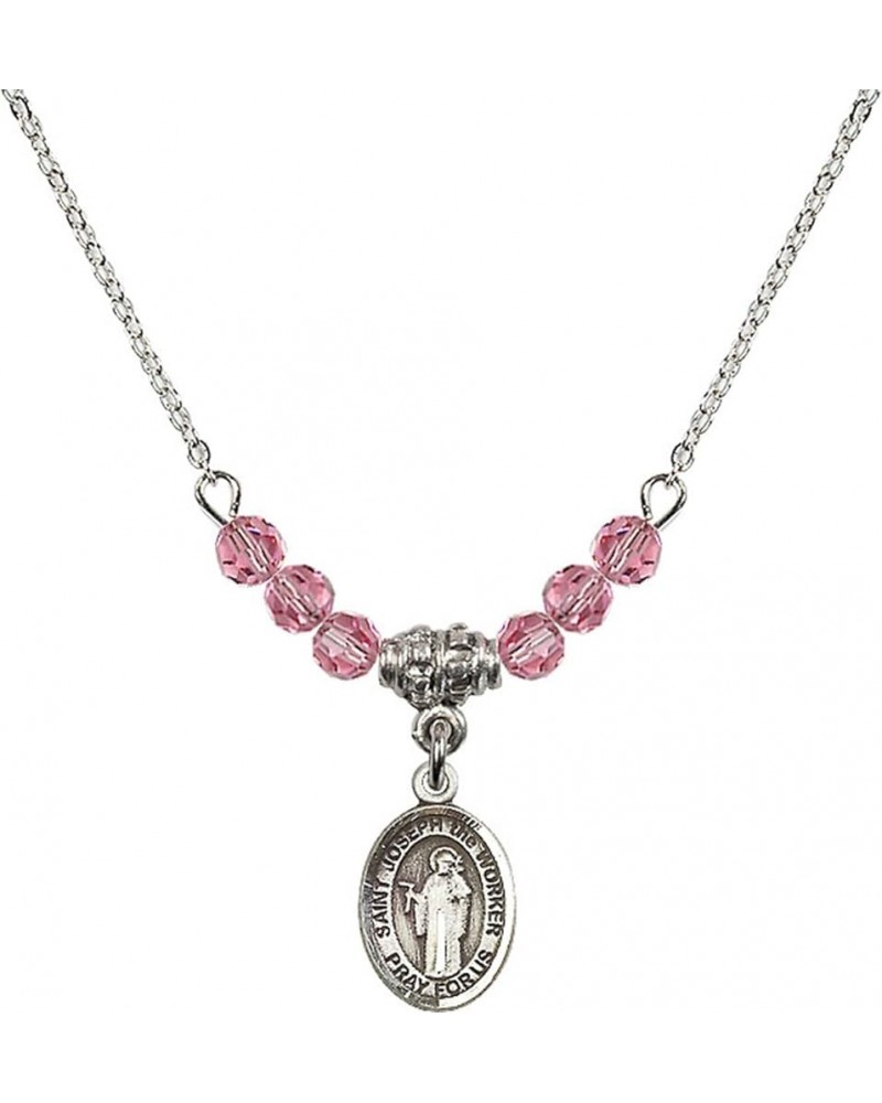 October Birth Month Bead Necklace with Catholic Patron Saint Petite Charm, 18 Inch Saint Joseph the Worker $44.05 Necklaces