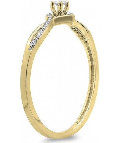 0.12 Carat (ctw) Round White Diamond Bypass Style Promise Ring for Her in 10K Gold 7.5 Yellow Gold $113.01 Rings