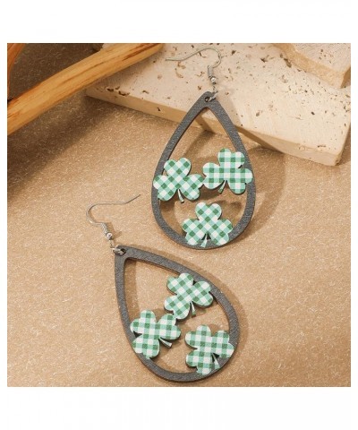 Wooden Luck Clover Irish Shamrock Earrings For Women Cute Dog Cat Kitten Shamrocks Shaped Drop Earring Good Luck St Patty's A...