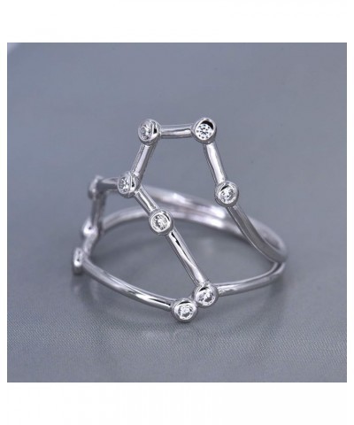 Rhodium Plated Sterling Silver Bezel Set Constellation Zodiac Rings Silver-Leo $16.95 Rings