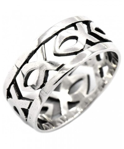 9mm Ichthys Christian Symbol Fish Band Solid 925 Sterling Silver Simple Ring Sizes 5-12 $15.11 Rings