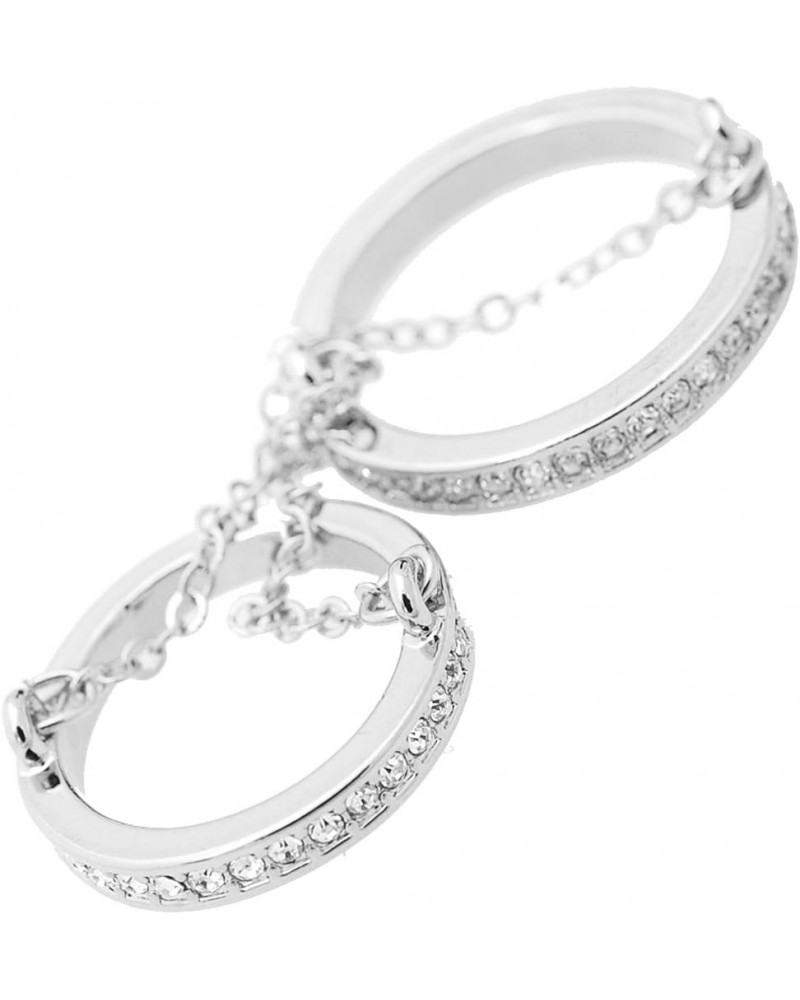 Crystal Double Layer with Chain Knuckle Ring (Silver Plated) $8.63 Rings