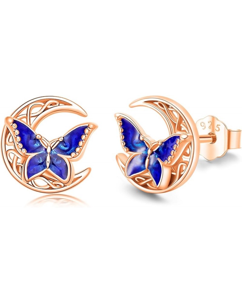 Butterfly Stud Earrings 925 Sterling Silver Celtic Moon Earrings Irish Celtic Jewelry Gifts for Women Girls Rose Gold $19.71 ...