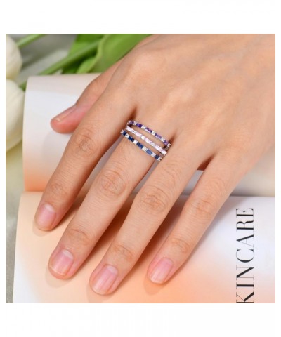 925 Sterling Silver Wedding Band for Women Thin Stacking Ring Half Cubic Zirconia Eternity Engagement Ring 10-Oct-Tourmaline ...