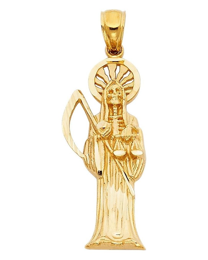 14k Yellow Gold Religious Santa Muerte Pendant Size : 30 mm x 13 mm $54.00 Pendants