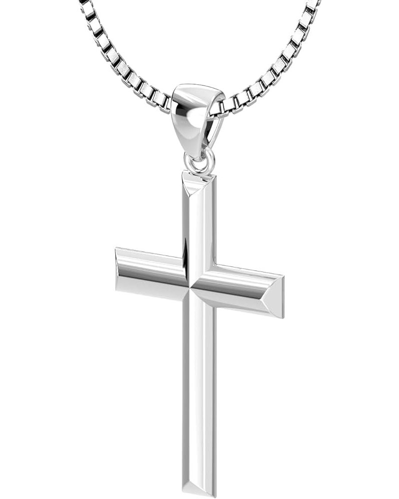 Ladies 32mm 925 Sterling Silver High Polished Cross Pendant Necklace, 18in to 24in 24in 2.2mm Box Chain $38.72 Necklaces