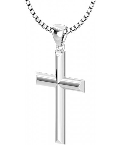 Ladies 32mm 925 Sterling Silver High Polished Cross Pendant Necklace, 18in to 24in 24in 2.2mm Box Chain $38.72 Necklaces