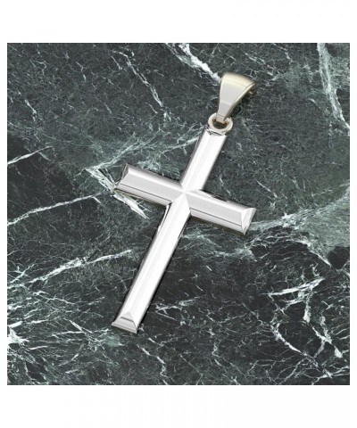 Ladies 32mm 925 Sterling Silver High Polished Cross Pendant Necklace, 18in to 24in 24in 2.2mm Box Chain $38.72 Necklaces