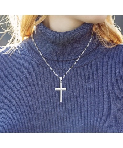 Ladies 32mm 925 Sterling Silver High Polished Cross Pendant Necklace, 18in to 24in 24in 2.2mm Box Chain $38.72 Necklaces