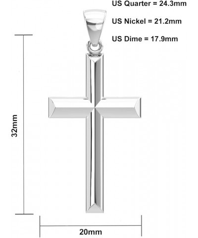 Ladies 32mm 925 Sterling Silver High Polished Cross Pendant Necklace, 18in to 24in 24in 2.2mm Box Chain $38.72 Necklaces