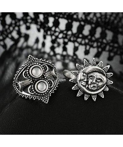 14 PCS Knuckle Stacking Rings for Women Girls,Boho Vintage Geometric Moon Sun Crystal Midi Finger Rings Set A:14Pcs vintage s...