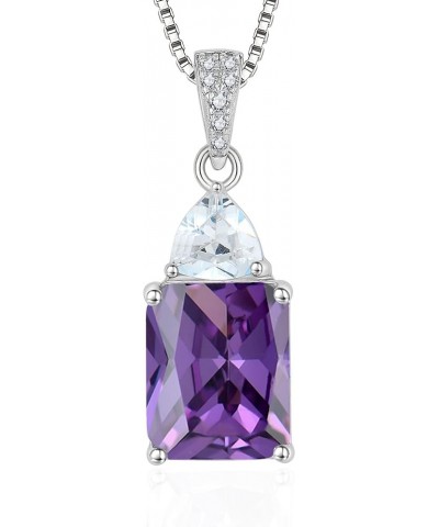 Square Necklace 925 Sterling Silver Triangle Pendant Birthstone Jewelry Gift for Women 02-amethyst-Feb $27.84 Necklaces