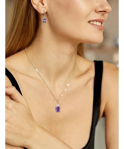 Square Necklace 925 Sterling Silver Triangle Pendant Birthstone Jewelry Gift for Women 02-amethyst-Feb $27.84 Necklaces