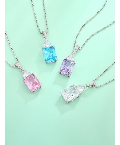 Square Necklace 925 Sterling Silver Triangle Pendant Birthstone Jewelry Gift for Women 02-amethyst-Feb $27.84 Necklaces