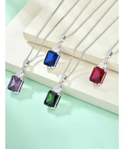 Square Necklace 925 Sterling Silver Triangle Pendant Birthstone Jewelry Gift for Women 02-amethyst-Feb $27.84 Necklaces