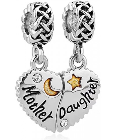 Mother Daughter Mother Son Mom Dangle Moon Star Puzzle Heart Love Birthday Charms Compatible with Pandora Bracelet Mother Dau...