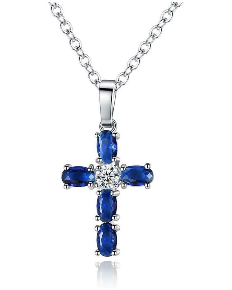 Cross Pendant Necklace Gold Plated Opal Pendant/Mystic Topaz Gemstone Pendant Criss Jewelry Sapphire-blue $12.18 Necklaces