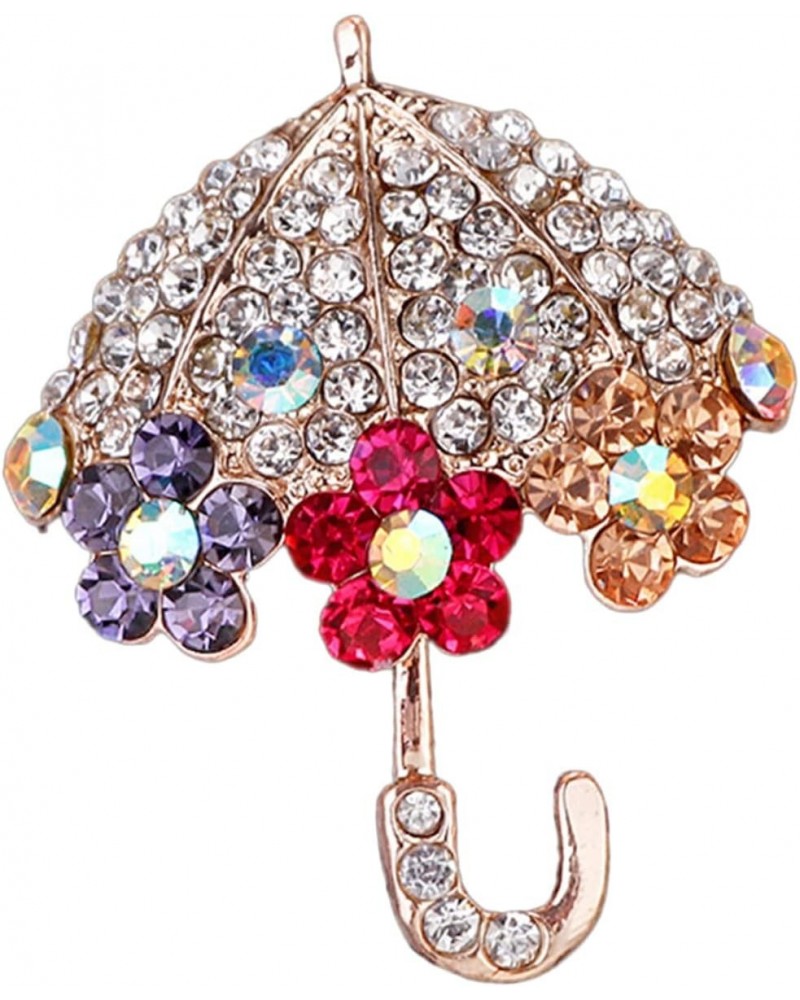 Umbrella Brooch Crystal Collar Pin Clothes Lapel Pin Umbrella Scarf Pin Umbrella Bling Brooch Rhinestone Brooch Pin Women's H...