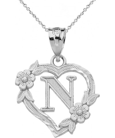 10k Initial Heart Pendant Necklace for Women in White Gold 22.0 Inches N $40.79 Necklaces