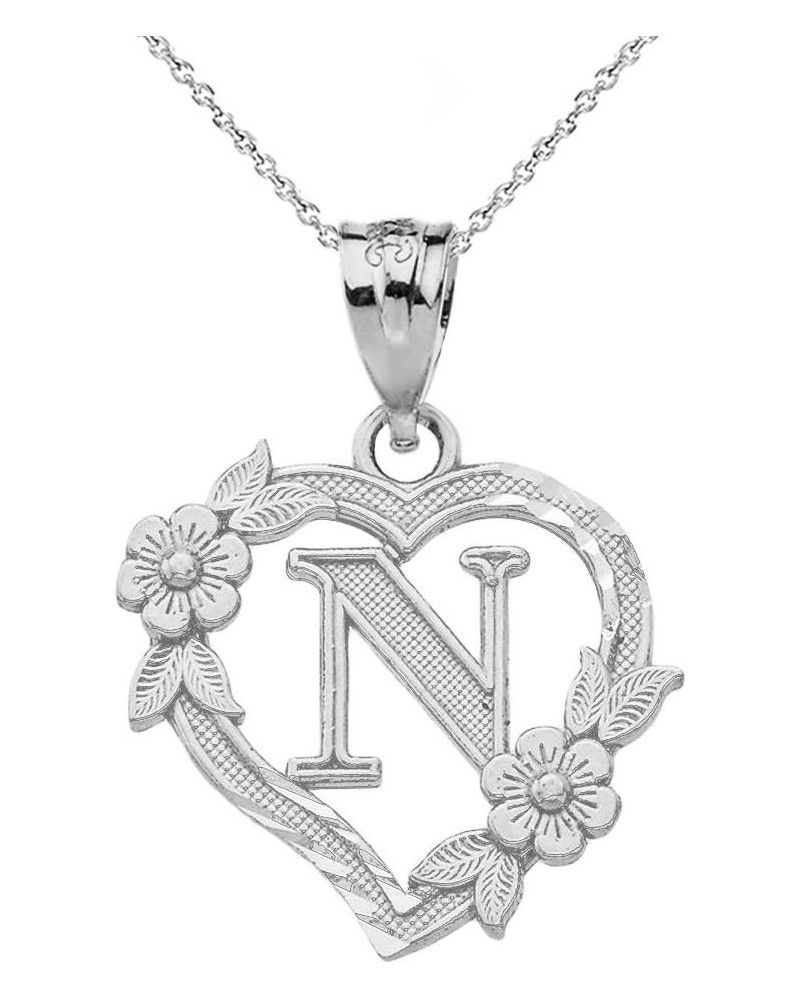 10k Initial Heart Pendant Necklace for Women in White Gold 22.0 Inches N $40.79 Necklaces