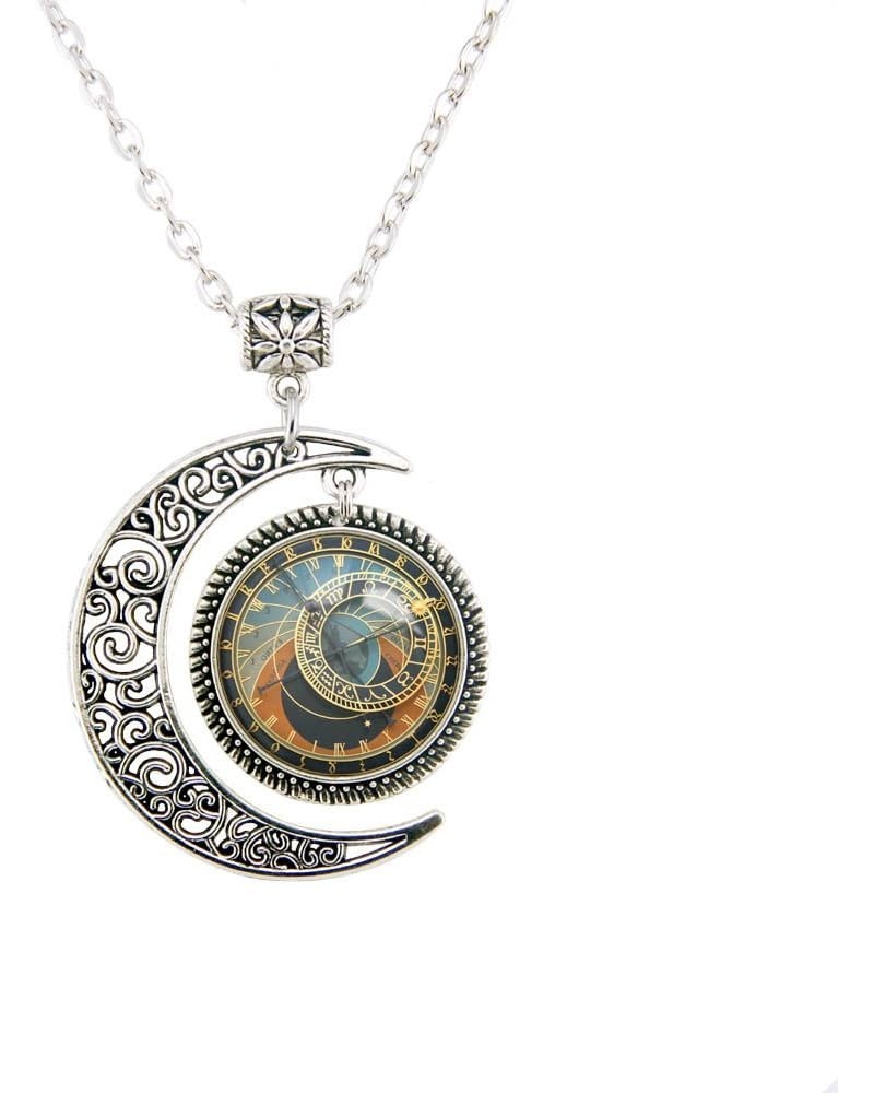 Moon Pendant Astronomical Clock Pendant Astronomical Clock Zodiac Necklace Astronomical Clock Jewelry 18 inch $8.00 Necklaces