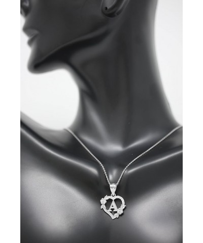 10k Initial Heart Pendant Necklace for Women in White Gold 22.0 Inches N $40.79 Necklaces