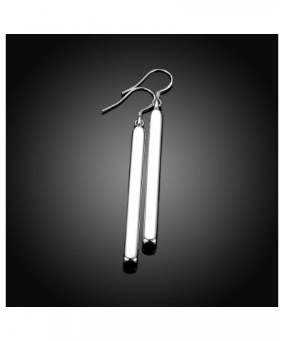 Minimal Long Circle Bar Earrings Silver Plated Drop Line Dangle Geometric jewelry for Women Girls Best Gift (Long Circle Bar ...