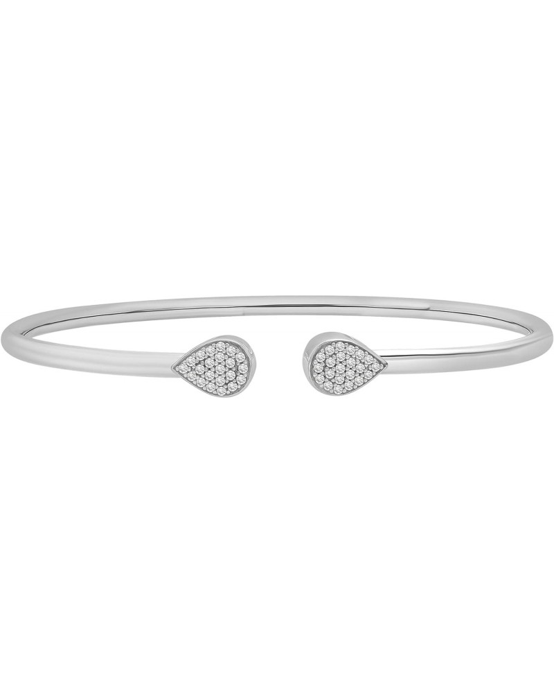 1/7 CT Diamond 6.5" Flexible Bangle Set in Polished Sterling Silver, Dainty Jewelry for Women, Women's Fashion Bracelets, Dia...