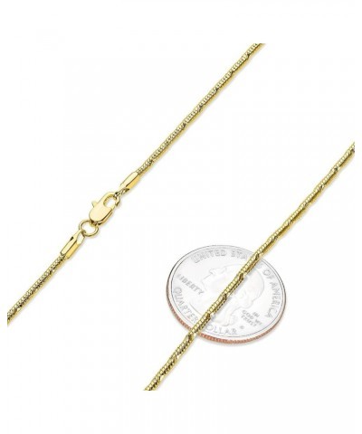 1.5mm-2mm Diamond-Cut 14k Yellow Gold Plated Round Snake Chain Necklace or Bracelet 2mm Necklace - 16 inches $26.00 Necklaces