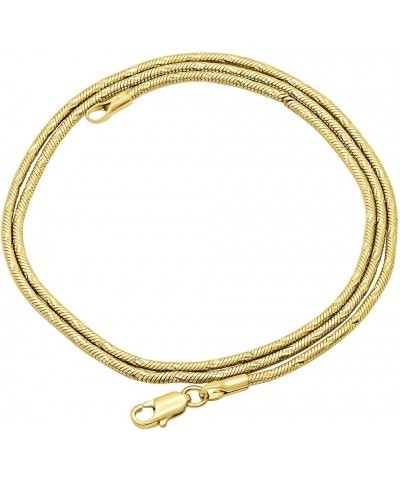 1.5mm-2mm Diamond-Cut 14k Yellow Gold Plated Round Snake Chain Necklace or Bracelet 2mm Necklace - 16 inches $26.00 Necklaces