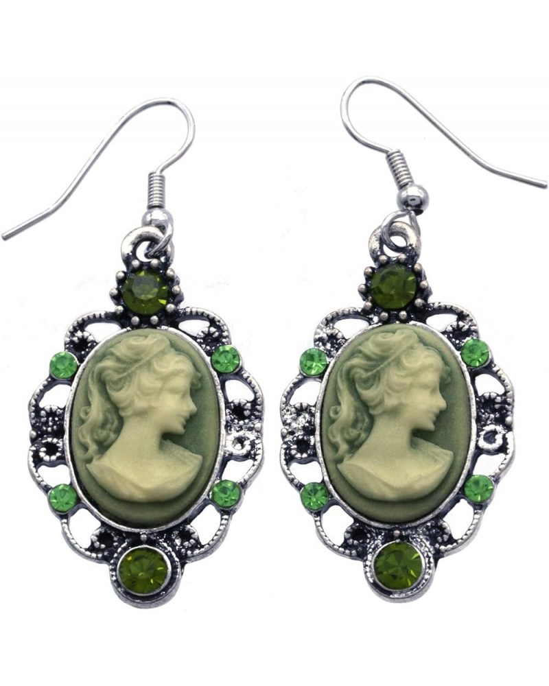 Brown Cameo Drop Dangle Earrings Rhinestones Fashion Jewelry Green $10.82 Earrings