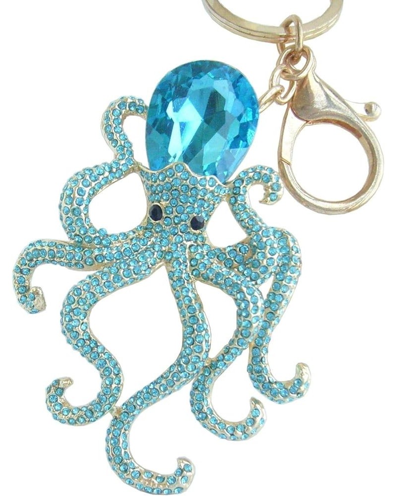 Sindary Unique Animal Octopus Keychain Pendant Rhinestone Crystal K5097 Gold-tone Lake Blue $10.54 Pendants