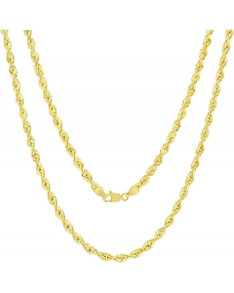 10k Yellow Gold 4mm Diamond Cut Rope Chain Lightweight Necklace, Mens Womens Jewelry 16" 18" 20" 22" 24" 26" 28" 30 18 $137.7...