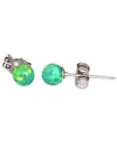 Margarita: 4mm Kiwi Green Created Opal Ball Stud Post Earrings, Solid 925 Sterling Silver $15.65 Earrings