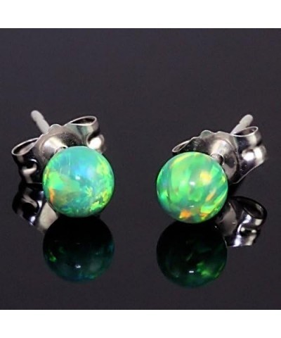 Margarita: 4mm Kiwi Green Created Opal Ball Stud Post Earrings, Solid 925 Sterling Silver $15.65 Earrings