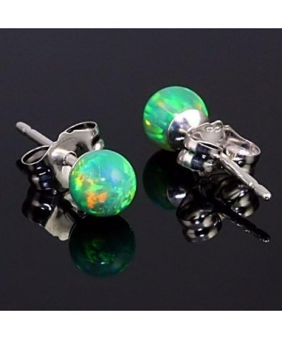 Margarita: 4mm Kiwi Green Created Opal Ball Stud Post Earrings, Solid 925 Sterling Silver $15.65 Earrings