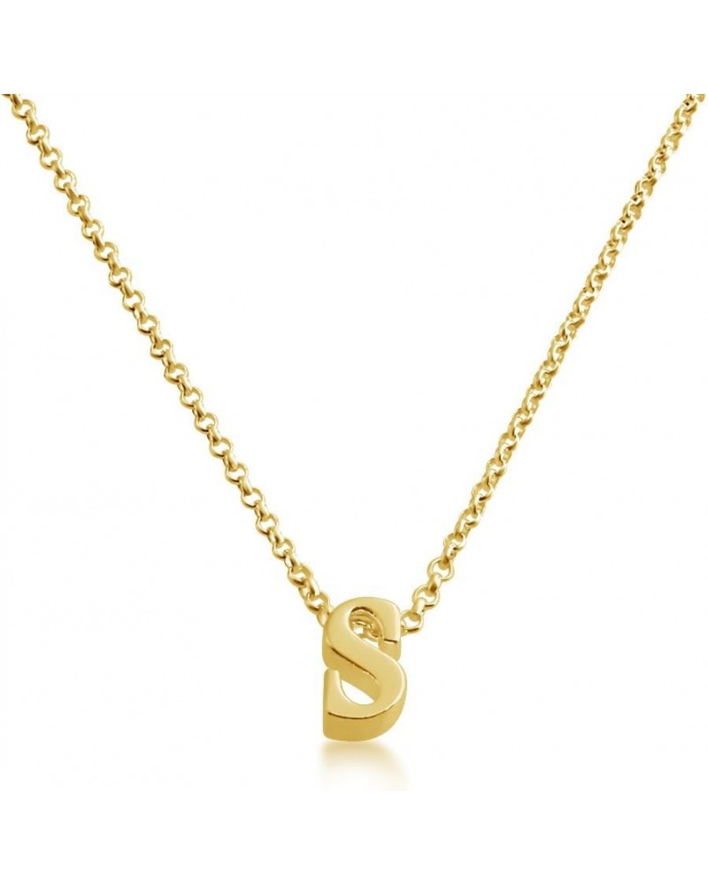 Initial Letter S Personalized Serif Font Small Pendant Necklace Thin 1mm Chain gold-plated-silver 24.0 Inches $34.65 Necklaces