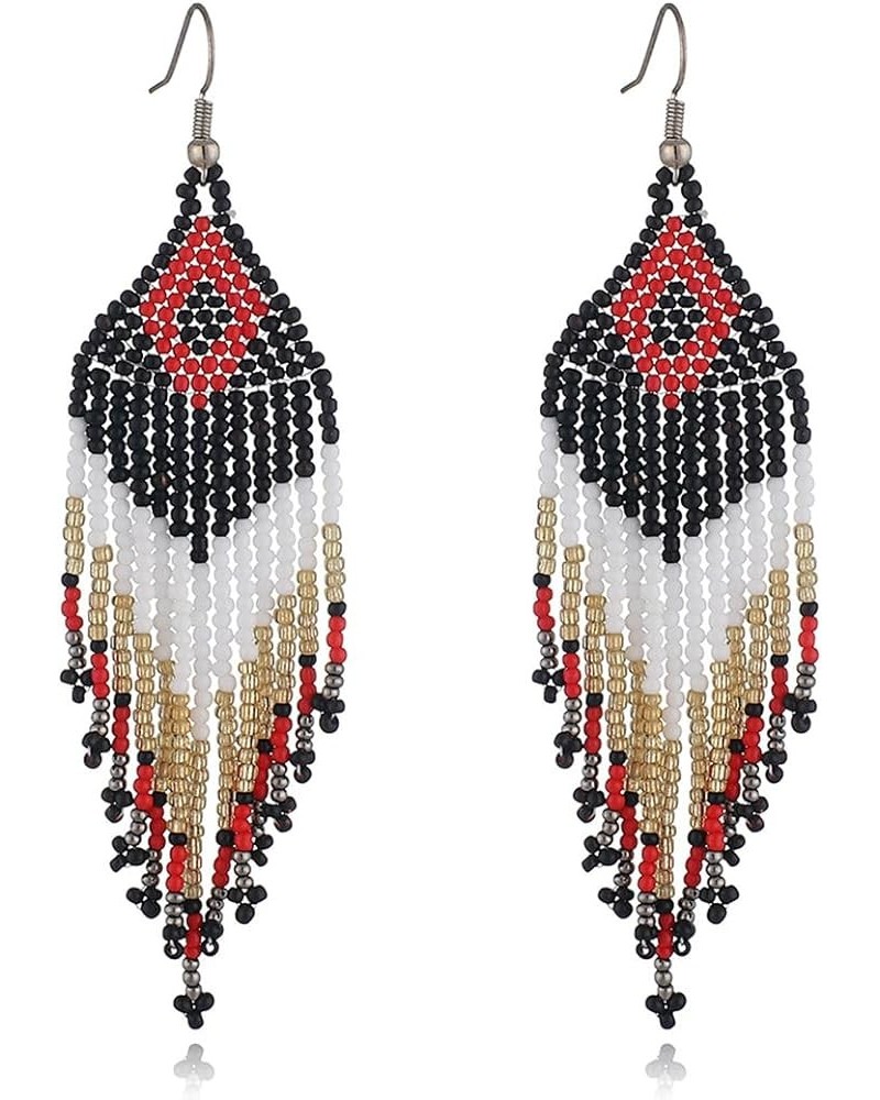 Long Beaded Tassel Earrings – Big Bohemian Statement Handmade Native Beaded Tassel Dangle Earrings … Color 08 $9.87 Earrings