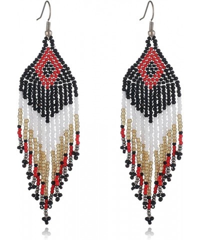 Long Beaded Tassel Earrings – Big Bohemian Statement Handmade Native Beaded Tassel Dangle Earrings … Color 08 $9.87 Earrings