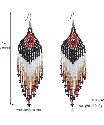 Long Beaded Tassel Earrings – Big Bohemian Statement Handmade Native Beaded Tassel Dangle Earrings … Color 08 $9.87 Earrings