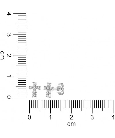 Cross Shaped Stud Diamond Earrings in 10k White Gold with Natural Diamonds 1/5 Carat (F-G Color, SI1-SI2 Clarity) - Fine Jewe...