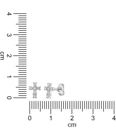 Cross Shaped Stud Diamond Earrings in 10k White Gold with Natural Diamonds 1/5 Carat (F-G Color, SI1-SI2 Clarity) - Fine Jewe...