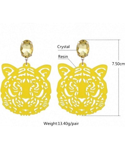 Statement Earrings for Women Resin Drop Tiger Head Bohemian Pendant Crystal Stone Earring Large Dangle Pendient Brinco Ear Ac...