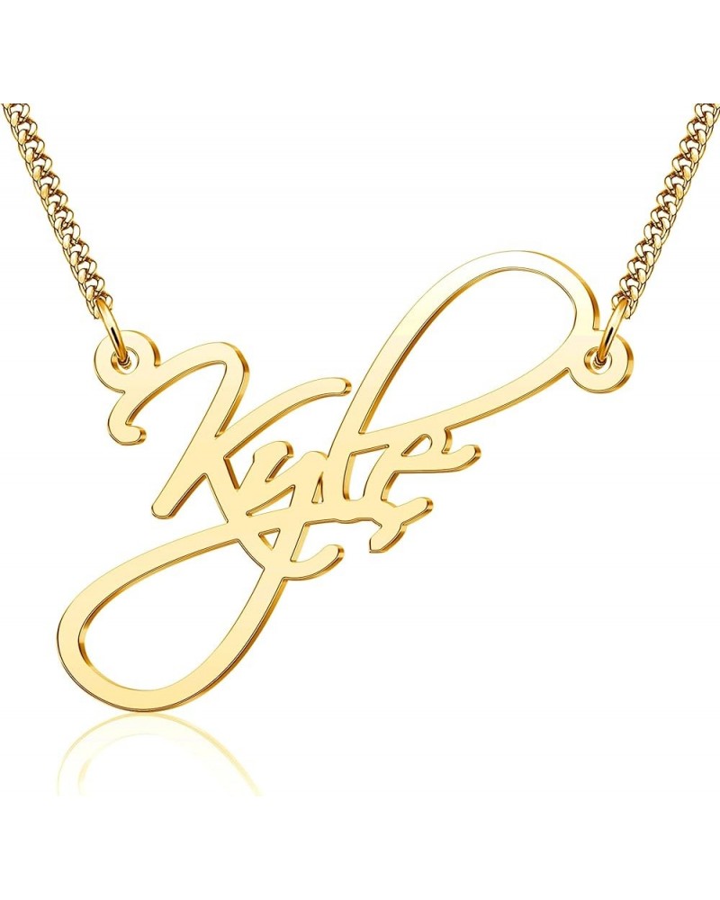 Large Cursive Name Necklace in Gold Personlized Initial Nameplate Pendant Jewelry Graduation Mom Gift for Women Girls Kyle $1...