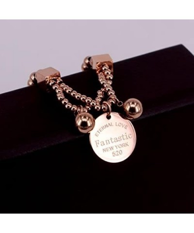 Stainless Steel Ball Beads Bracelet for Women Circle Tag Charm Stretch Strand Bracelet Fantastic Eternal Love New York K033 G...