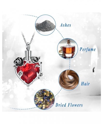 Rose Cremation Jewelry for Ashes Urn Necklace with Heart Crystal Rose Flower Ashes Pendant Necklaces for Women Men Memorial G...